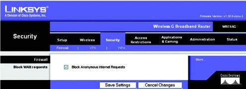 The Security Tab - Firewall Block WAN Requests.