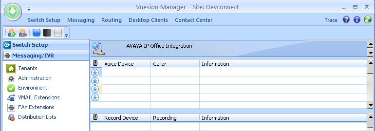 6.7. Administer Tenants From the Vuesion Manager screen, select Messaging/IVR > Tenants from the left pane.