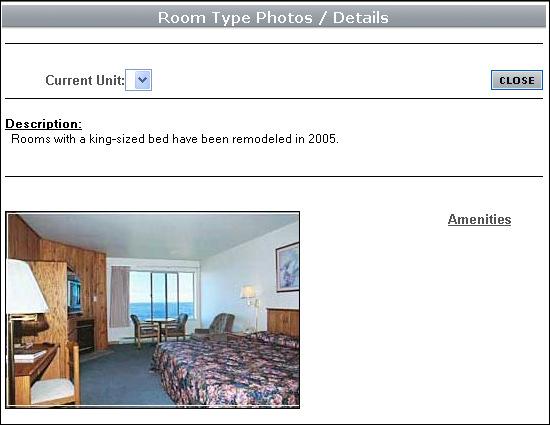 When an Internet guest clicks the camera icon, the unit type photo is displayed.