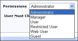 5. Use the permissions drop-down list to assign access rights to the owner.