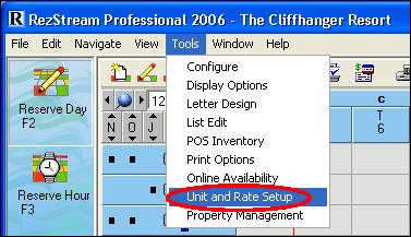 ADMINISTRATION Units are added, edited, and deleted in RezStream Professional by clicking Tools > Unit and Rate Setup and selecting the Individual Units tab.