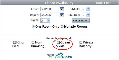 5. Next, in our example, we will continue to room 102 Queen Queen and assign the amenities Non-Smoking and Ocean View. 6.