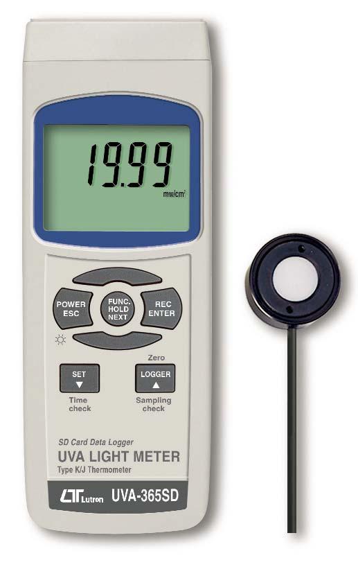 SD card real time datalogger + Type K/J thermometer UVA LIGHT METER Model : UVA-365SD Your purchase of this UVA LIGHT METER with SD CARD DATALOGGER marks a step forward for you into the field of