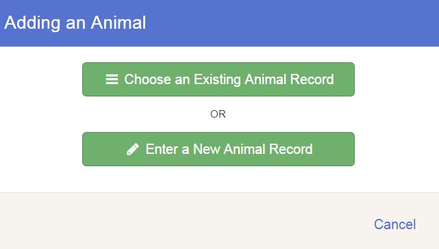 Please select the Add an Animal button to continue. 19.