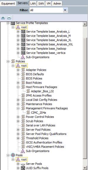Using Service Profile Templates The final step was to tie it all together using service profile templates. A template was created for each server type.