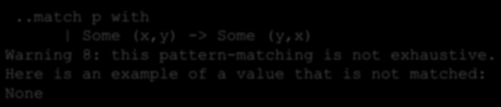 From Java Pairs to OCaml Pairs 91 type java_pair = (int * int) option And what if you were up at 3am trying to finish your COS 326 assignment and you accidentally wrote the following sleep-deprived,