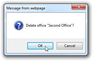 OFFICES Delete Use this button to remove an office from the list of offices. An office can only be deleted when all members within it have been removed or re-assigned to other offices.