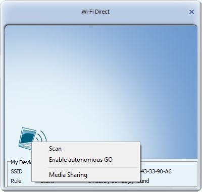 Click Scan to discover nearby Wi-Fi Direct devices.