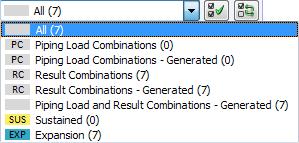 3 RF-PIPING Design 3 Select Load Case The column Existing Load Combinations lists all piping combinations PC and result combinations RC that have been created in RFEM.