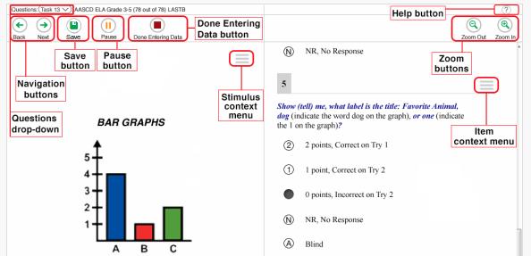 Section III. Understanding the Data Entry Interface Figure 9 displays a sample DEI test page. Some test pages may have only one question, and others may have multiple questions.