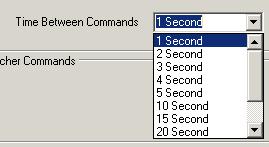 9. Select the Time Between Commands from the drop down window.