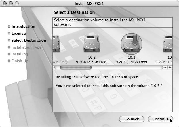 MAC OS X (v10.3.3 TO 10.4) 7 The License Agreement window will appear.
