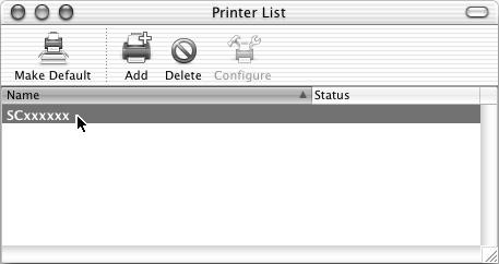 MAC OS X (v10.2.8) 16 Click the name of the machine in the "Printer List" window.