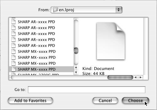 If multiple AppleTalk zones are displayed, select the zone that includes the printer from the menu. (2) Click the machine's model name. The machine's model name usually appears as [SCxxxxxx].