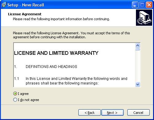 Recall Software Installation Installation for PC Insert the CD into the drive and the Setup program should