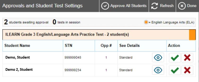 . Figure 12. Students Awaiting Approval in the upper- Note: The Approvals notification updates regularly, but you can also select right corner to update it manually.