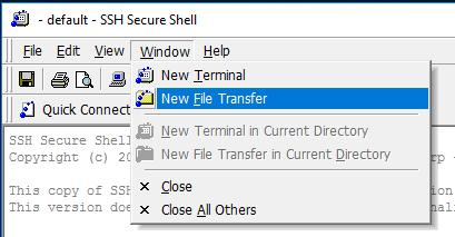 The SSH File Transfer Client appears