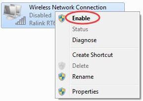 o move closer to your wireless modem o If you see no wireless network name, and there isn t a red cross on Wireless Network connection, right click on wireless network and select enable.