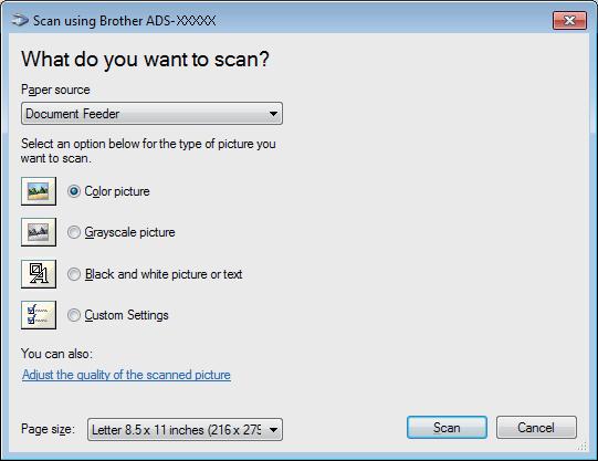 Scan Using Your Computer WIA Driver Settings 6 1 2 6 1 Paper source You can select Document Feeder only.