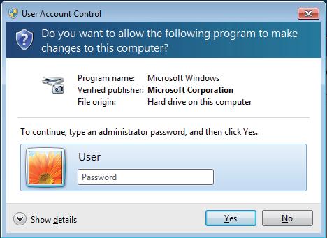 1) If the User Account Control screen appears, do the following: For users who have