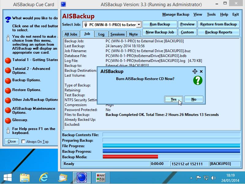 Click No to the Add AISBackup set-up program option.
