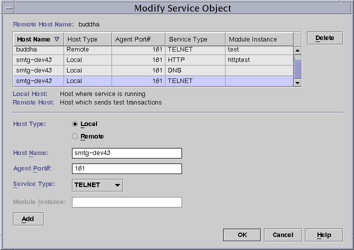 Modifying Service Objects The Modify Service Object dialog enables you to add or delete services from the service object.