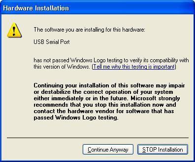 If Windows XP is configured to warn when unsigned (non-whql certified) drivers are about to be installed, the message dialogue