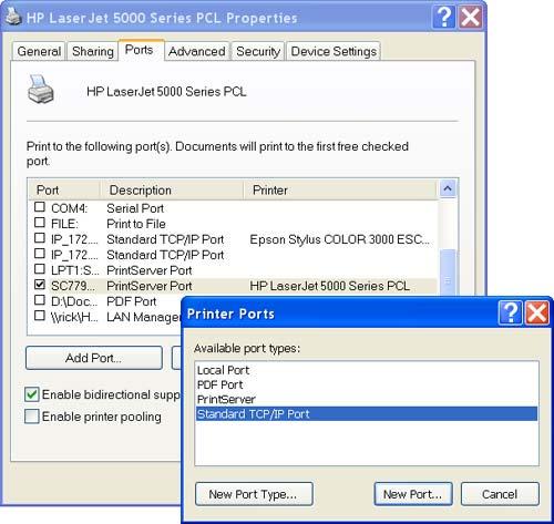 For other versions of Windows, the supplied PTP (Peer-to-Peer) Printer Port software must be installed on each PC.