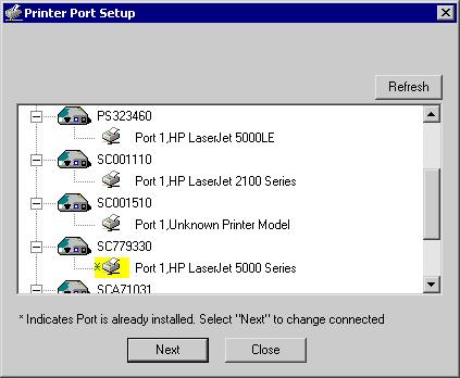 Level One Printer Servers Figure 12: Print Port Setup (Peer-to-peer Printing) If your LevelOne Printer Server is not listed: Click the "Refresh" button.