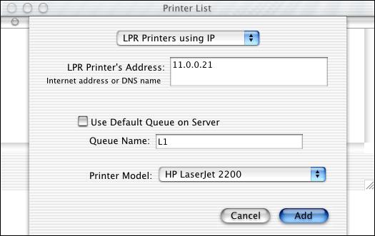 Choose LPR Printers Using IP. Figure 21: Printer List Figure 22: LPR Screen 4.