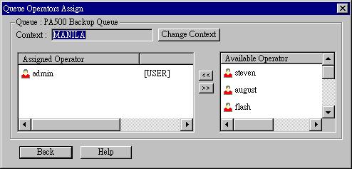 NetWare Stop servicing a queue by selecting it from the list on the left, and clicking the >> button.
