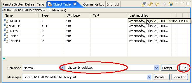 3.4 Submitting IBM i commands in the Object Table view You can use the Object Table view inside the Remote System Explorer to submit commands to the IBM i system.