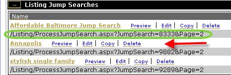 5. Make sure you copy the Jump Search URL in the gray bar under the jump search you just created.