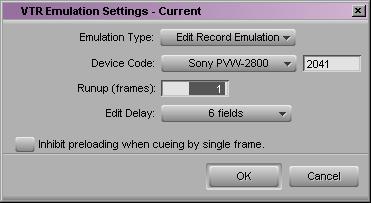 81 To use VTR emulation, you must connect a supported controller (any controller that uses Sony serial control protocol) to the system by using a special Avid 9-pin VTR emulation cable and a serial