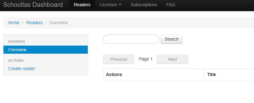 Publishers upload their materials as books. 4.1 Create a reader To create a reader in Schooltas, click the Readers tab or click Go to my readers in the dashboard.