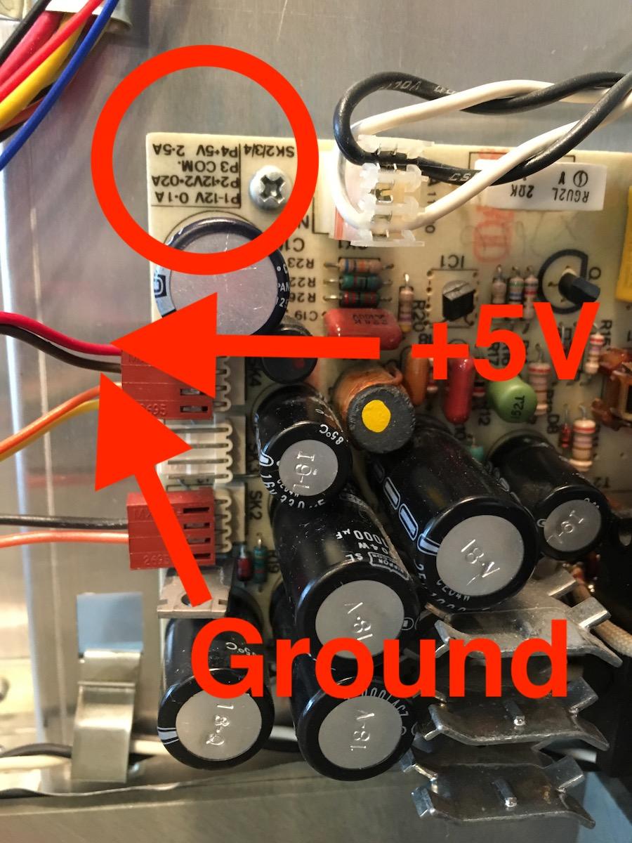 You may use the included wire crimp connectors or solder the NEWKEY/80 2-wire power cable onto existing +5V (red) and Ground (black) wires.