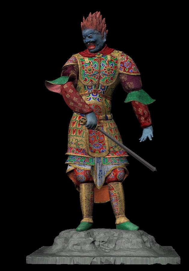 Consequently, it became possible to paste correctly the texture data of the present statue taken by the digital camera on model data (Fig.16,17).
