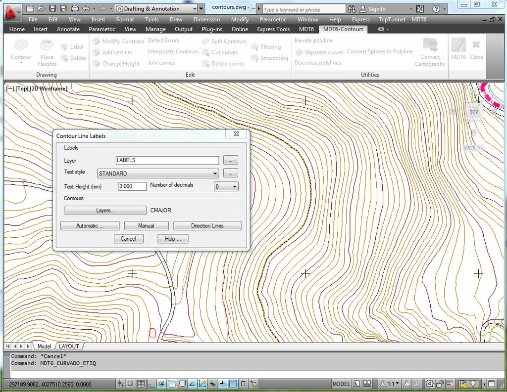 Contour Lines Generation of master and regular contour lines Contours at special heights Automatic