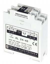 use on both 24 V and 48 V Two isolated comparator circuits with alarm contact and LED indication Monitors output
