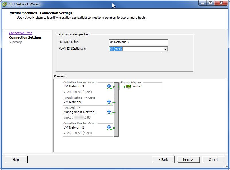 Installing a Virtual Appliance using VMware vsphere Client 5. Under Connection Types, select Virtual Machine. Click Next. The Connection Settings page opens. 6.