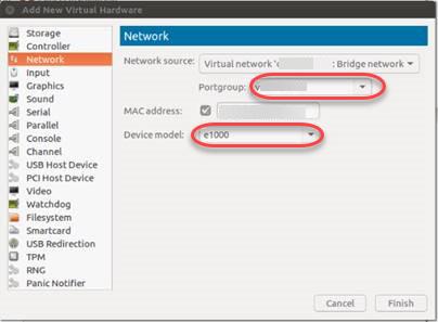 Installing a Virtual Appliance on a KVM Host 3. Click the Portgroup drop-down list to select an unassigned promiscuous port group you want to monitor.