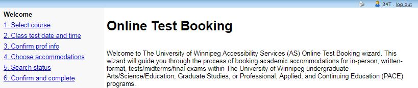 STEP 6 You will be taken to the first page of the Online Test Booking wizard.