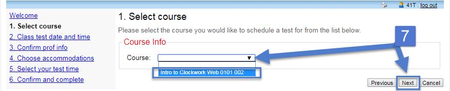 STEP 8 On the Class test date and time page, you may first be given the opportunity to