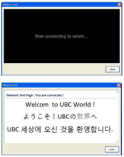 If the network is set properly, the following Network Test window will appear.