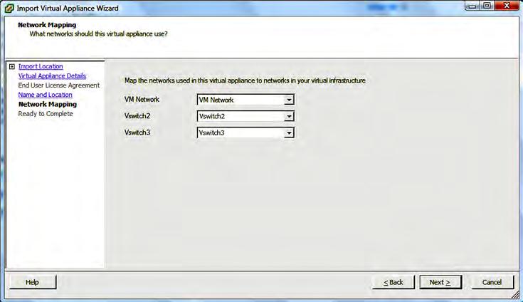 3. Map the virtual networks/interfaces by selecting the correct options from the drop-down lists.