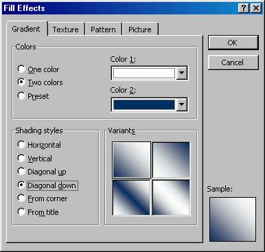 Choose a Preset color arrangement from the Gradient tab of the dialog box.