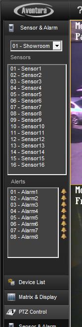Live View Advanced Features Sensors & Alarms The Sensors & Alarms tab allow you to manually view the sensors and alarms for the servers the CWS is currently connected to.
