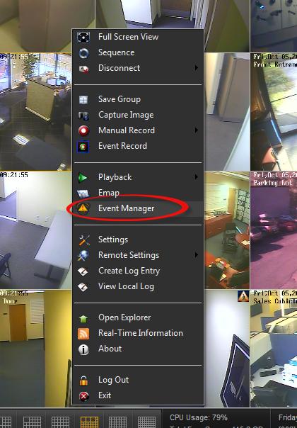 Event Manager 42 Event Manager Event Manager allows you to access the Event Manager of any