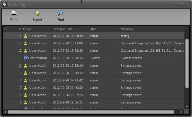 Troubleshooting Troubleshooting View Local Log Inside the Local Log you will see log entries that you have saved along with any actions you have taken with the software.