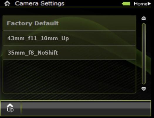 Settings Lens Calibration Select